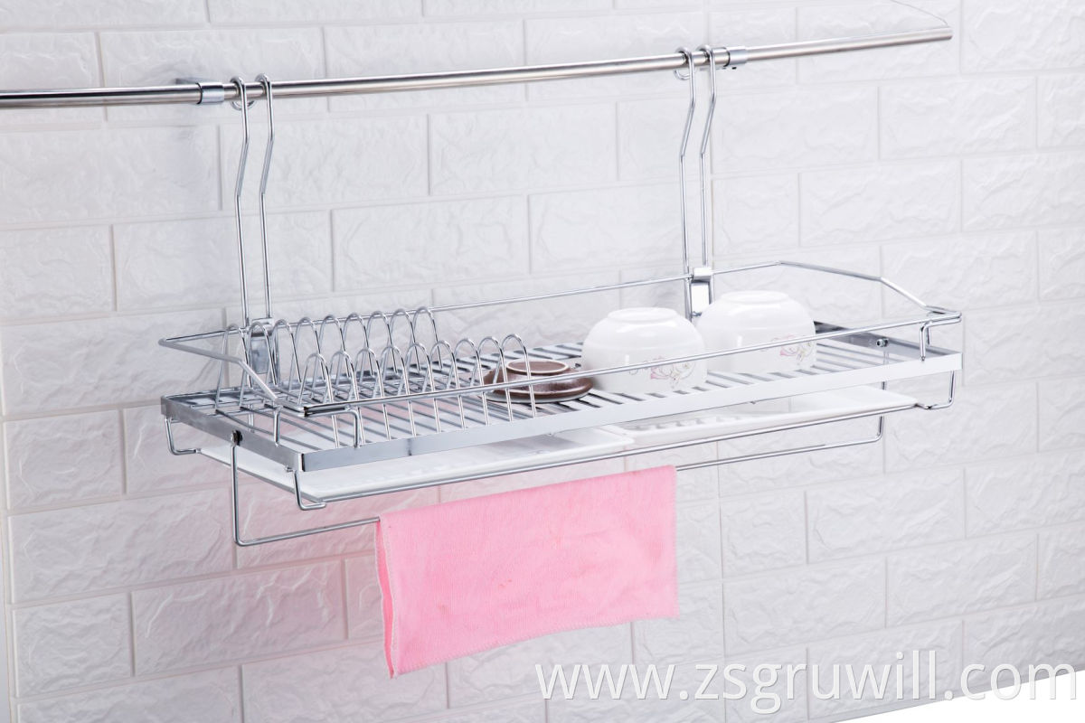 multi-tier wall mounted kitchen metal chromed storage hanging rack for oil paper